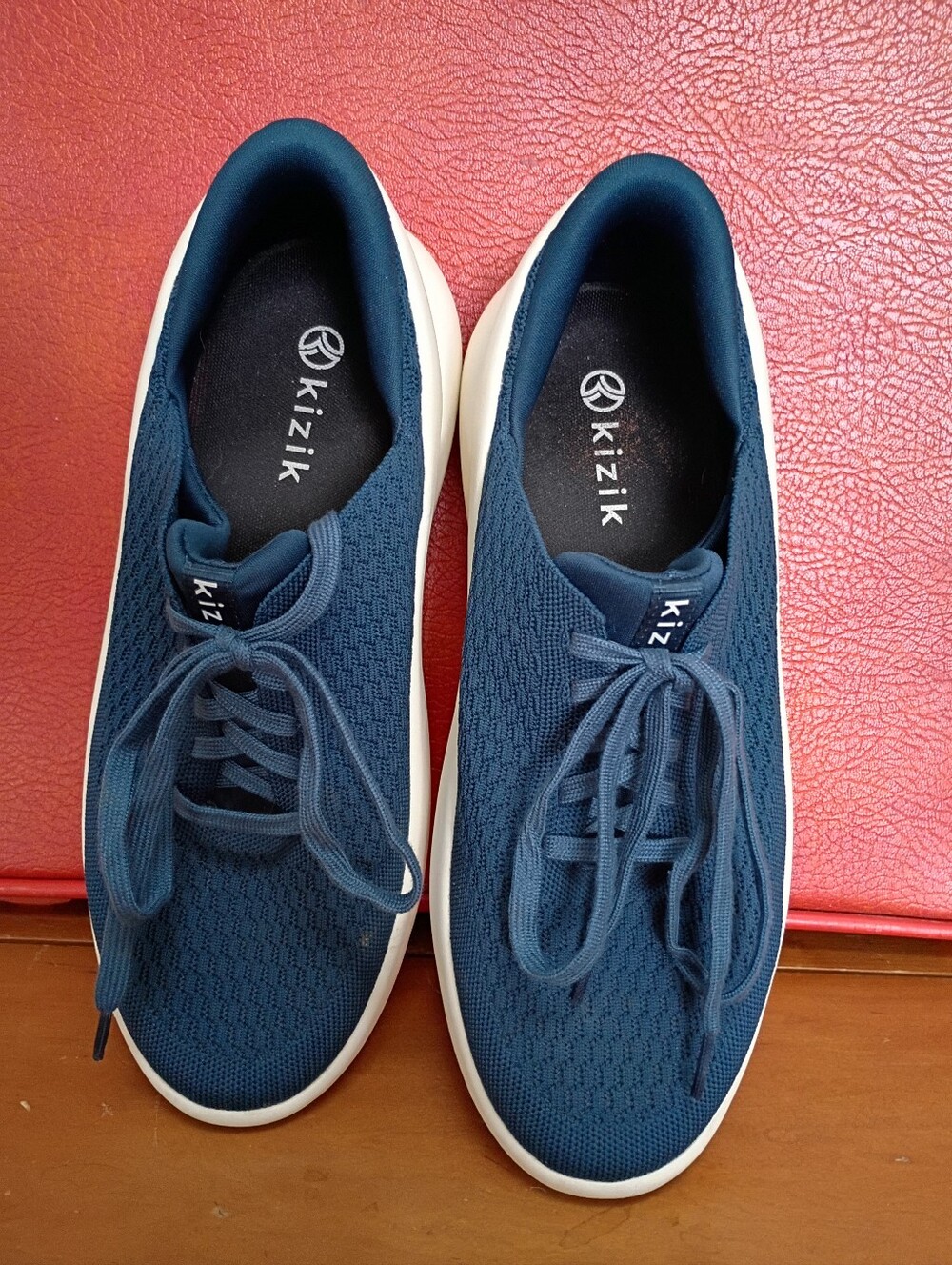 Kizik Unisex Navy Knit Hands Free Sneakers With Laces - slip on